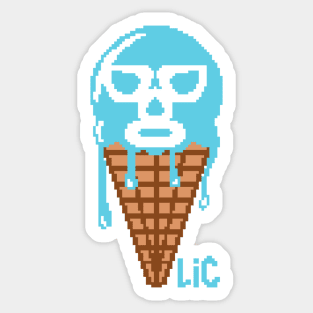 Lucha Ice Cream Logo PIXEL BLUE Sticker